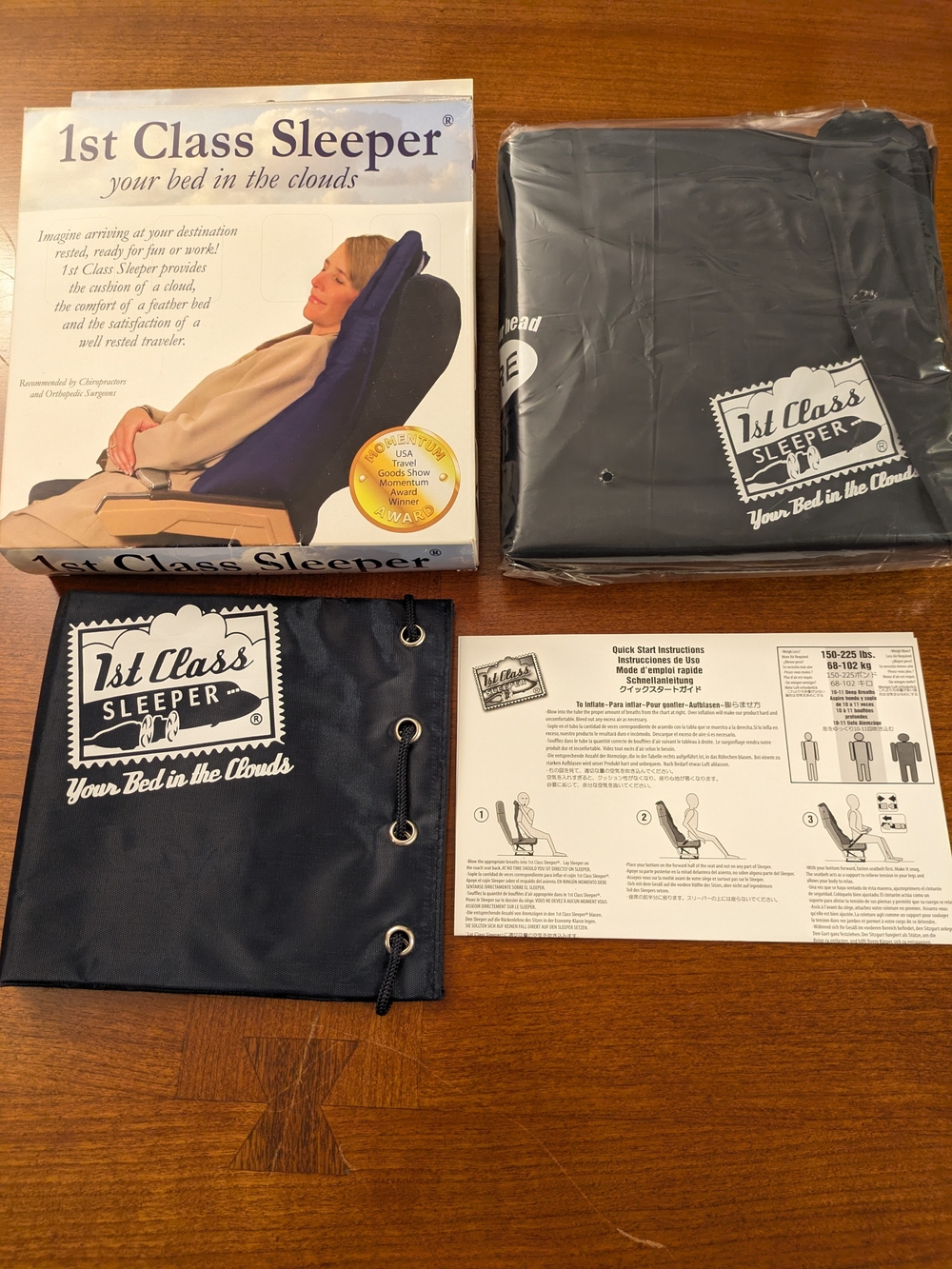 Travelon 1st Class Sleeper Travel Pillow Kit - Navy Blue NWT